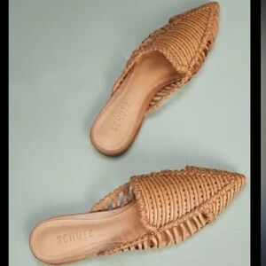 Schutz Women's Tan Woven Slides
